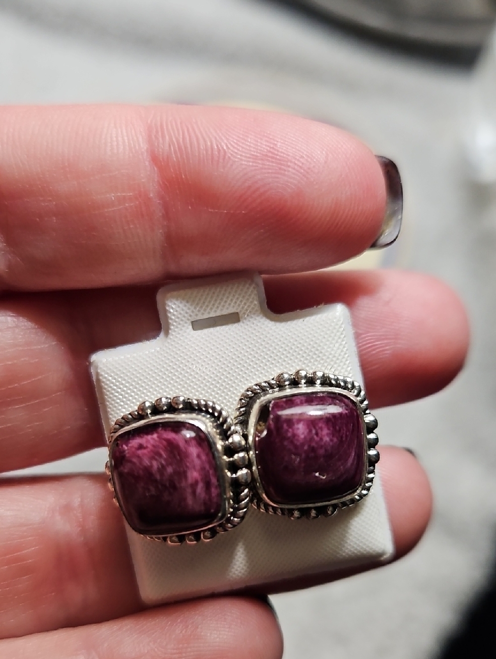 Sterling Silver Purple Spiny Stud Earrings